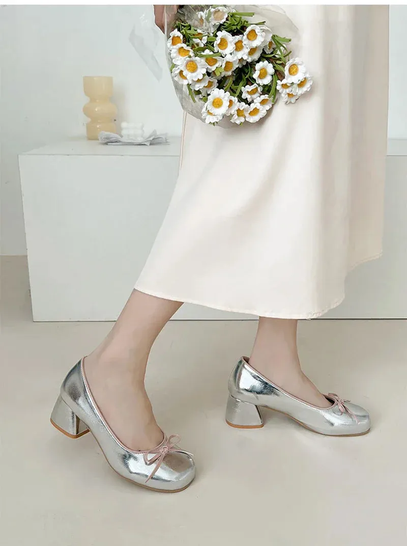 binfenxie Designers Butterfly-knot Women Pumps Fashion Shallow Slip On Thick Low Heel Sandalias Ladies Elegant Outdoor Mary Jane Shoes