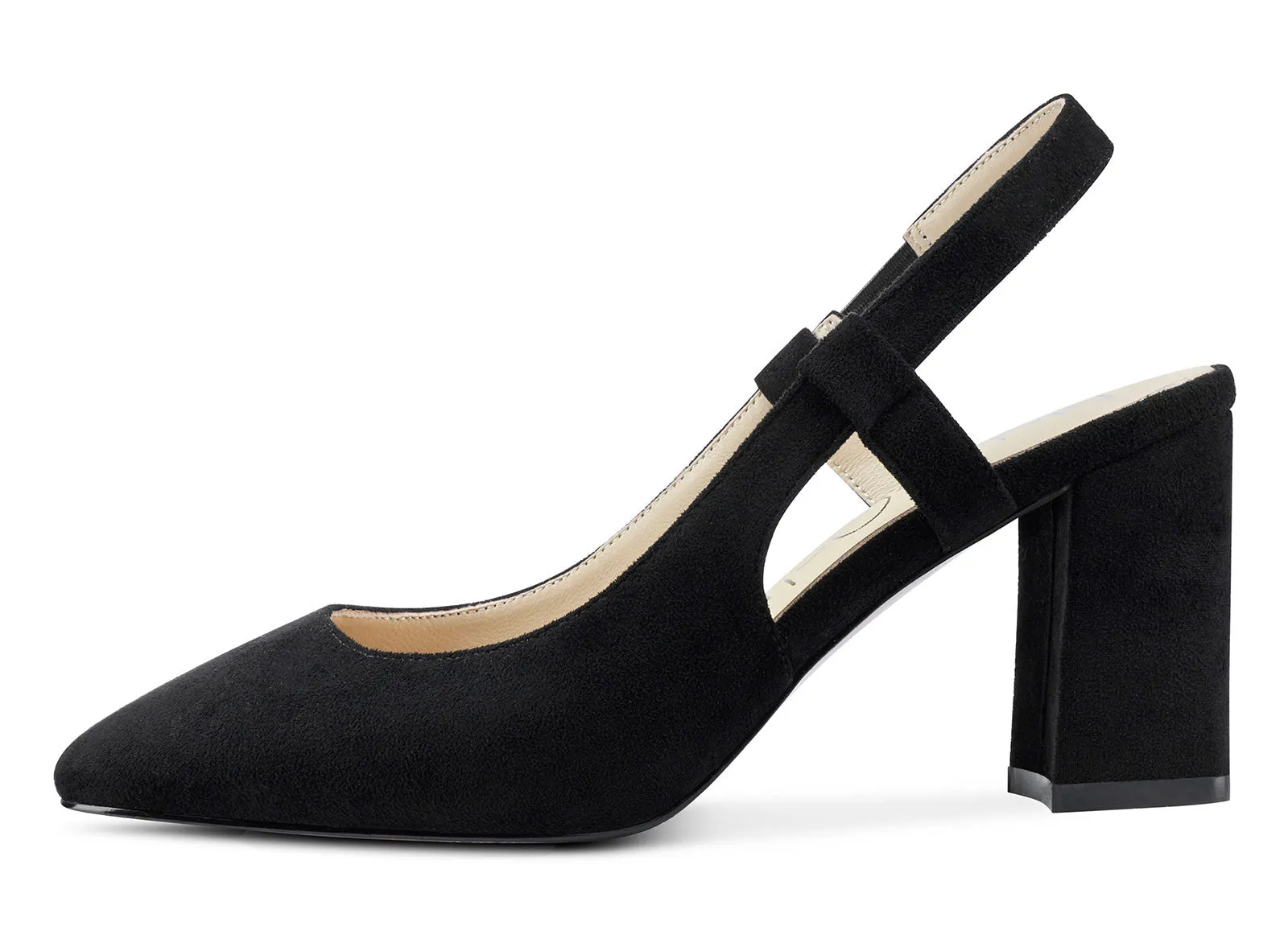 NobleOnly Womens Slingback Chunky Heels Pumps Comfortable Leather Square-Toe Block Mid-Heels Office Classic Fashion Shoes 7.5 cm Heel