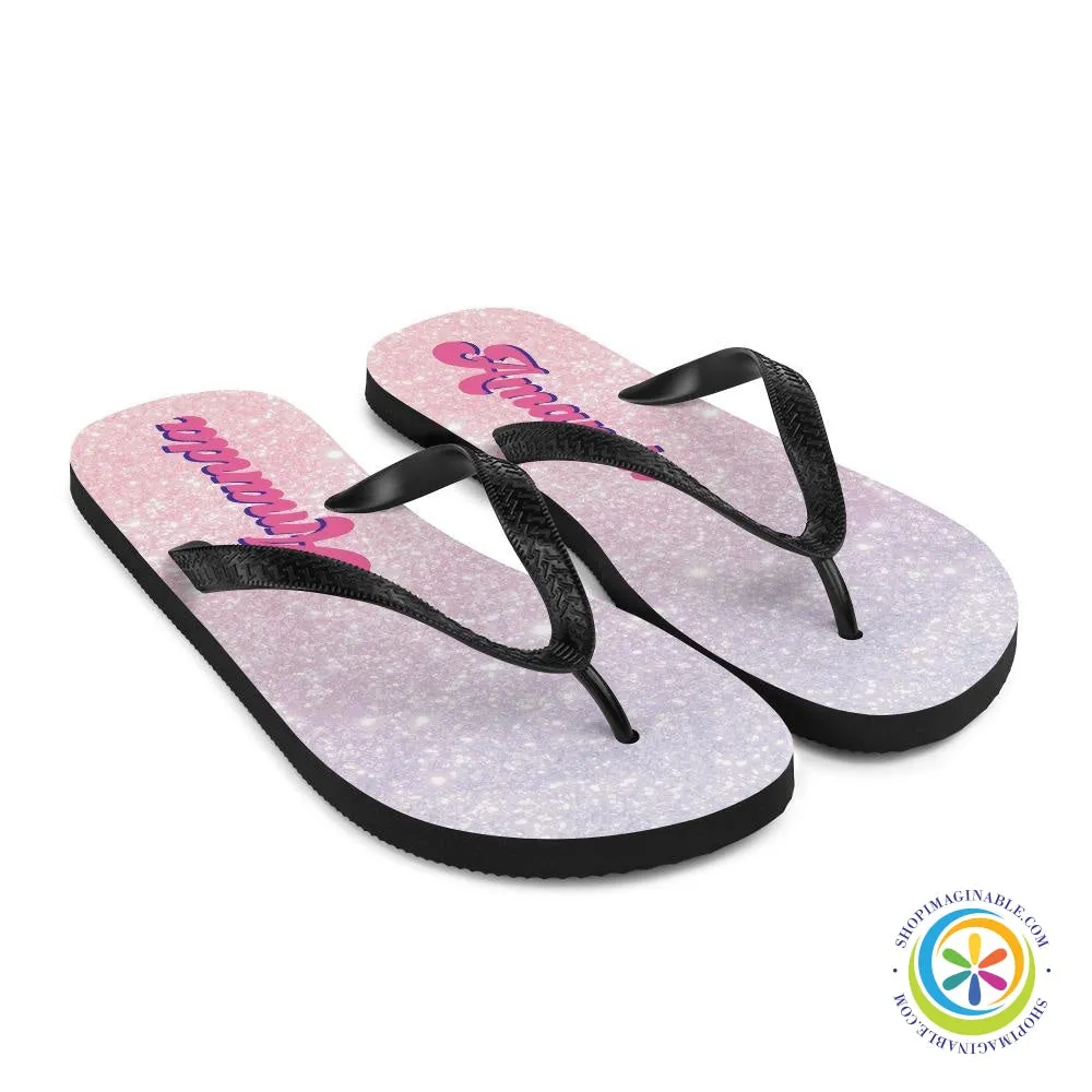 Personalized Glitter Print Flip-Flops