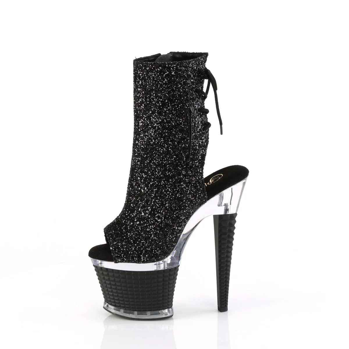 SPECTATOR-1018G Pleaser Black Glitter Sexy Platform Shoes (Pole Dancing Heels)